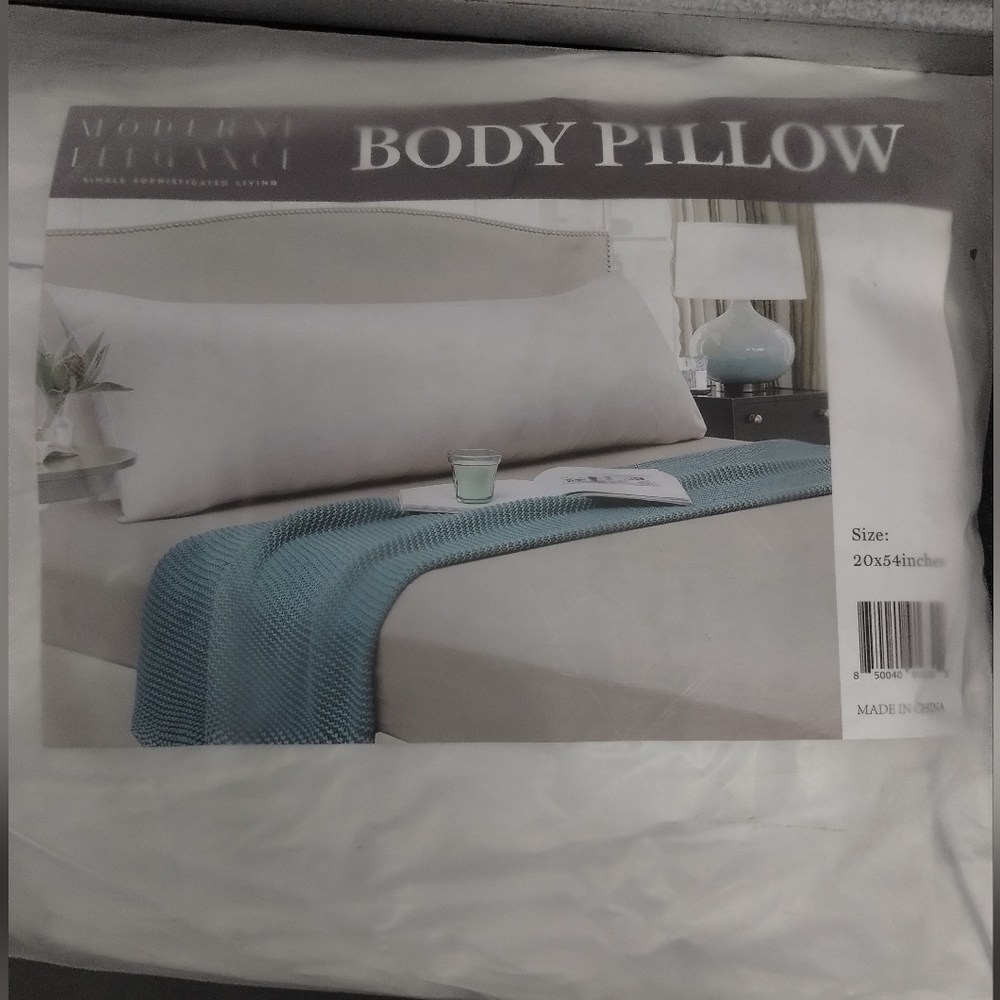 White Body Pillow. 20 X 54" NWT